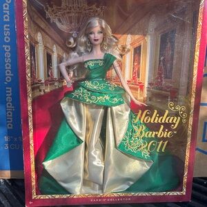 Barbie Holiday Doll in Green and Gold Gown